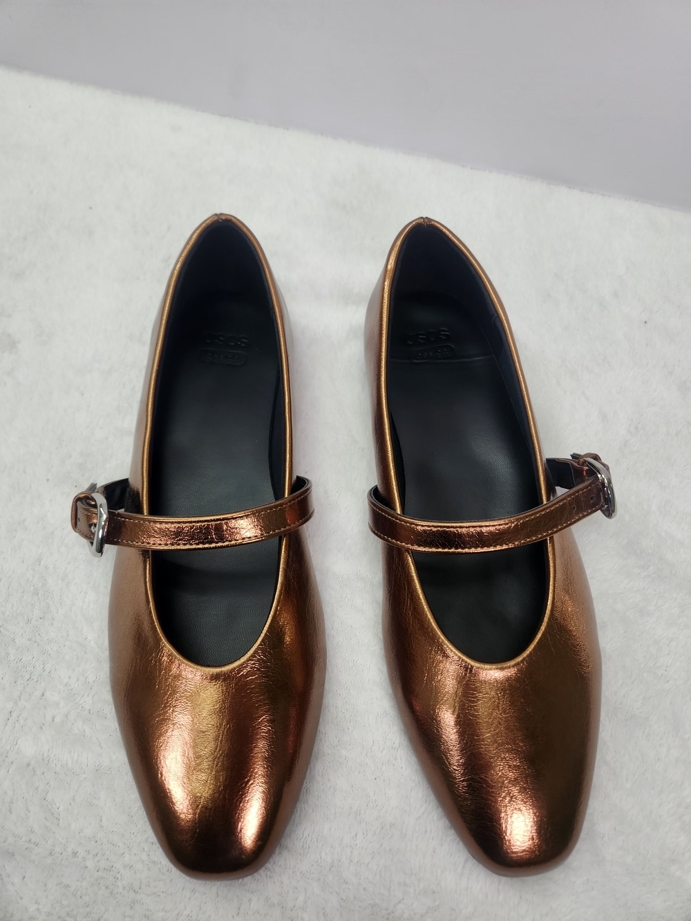 ASOS Classic Metallic Bronze Mary Jane Flats Size 10 - Picture 5 of 9